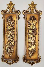 Vintage Pair SYROCO 1970s~Gold Flowers & Fruit Wall Plaques ...