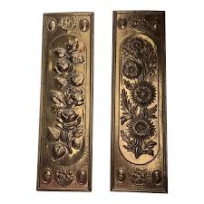 Mid 20th Century English Brass Embossed Wall Plaques- A Pair ...