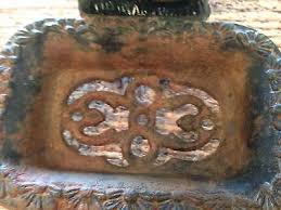 VINTAGE CAST IRON Painted red watermelon FOOTED SOAP DISH ...