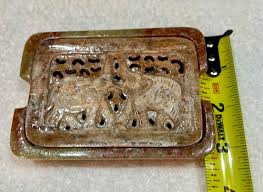 Elephants 2 piece soapstone soap dish read description | eBay
