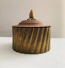 Vintage Handmade Brass Hinged Box: Pinecone Knob, Fluted ...