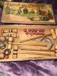 antique game of Table Croquet in wood box Milton Bradley | eBay