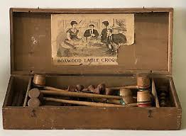 1900 Victorian BOXWOOD Parlor Table Croquet w/6 Mallots 8 ...