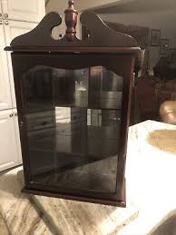Vintage Victorian Cherry Wood and Glass Wall Display Case Curio Cabinet Mirrored | eBay