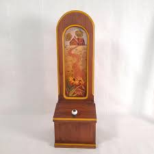 Wall Mounted Wood Box, Vintage Hanging Plaque W/ Storage & Hand Painted Log Cabin Scene, Entryway Keys Wallet Drop Zone, Cottagecore Decor - Etsy