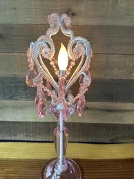 TADPOLES Ornate MINI-CHANDELIER Table Lamp White Pink ...