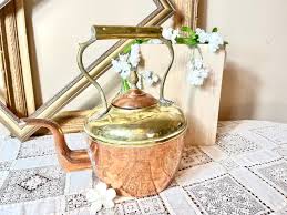 French Copper Kettle, Brass Accents, Antique Moroccan Style ...
