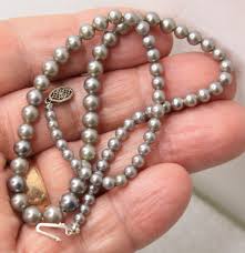 Vintage 14K White Gold Clasp Graduated Silver Tone Faux ...