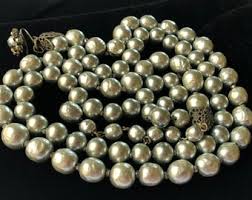 Vintage Miriam Haskell Silver Gray Baroque Pearl Necklace ...