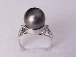10.5MM AAA GENUINE TAHITIAN BLACK PEARL RING SOLID 14K WHITE GOLD SZ 6.5 | eBay