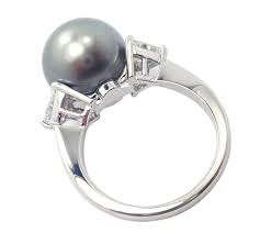 Mikimoto Large Tahitian Pearl Diamond Platinum Ring For Sale at 1stDibs | platinum pearl ring, mikimoto rings, mikimoto sale