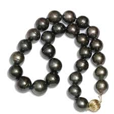 Tahitian south sea Pearl Necklace 16 - 17 mm Black - Seven ...