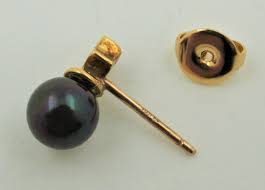 Vintage 14K Gold Tahitian Pearl Diamond Star Stud Earrings ...