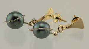 Cook Island Pearl "Planetary" Post Earrings 14 Kt Yellow ...