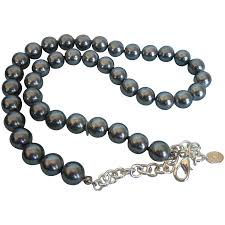 Signed Erwin Pearl Elegant Gray European Glass Pearl ...