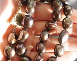 Black Peacock Pearl Necklace With Diamond Clasp / Vintage Estate 14K Gold & Silver 0.60TCW Rose Cut Diamond Black Peacock Pearl Necklace 18" - Etsy