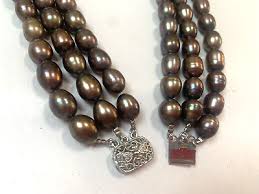 Necklace VTG Faux Pearl 18" Brown Blue Iridescent Triple Strand Retro Choker | eBay