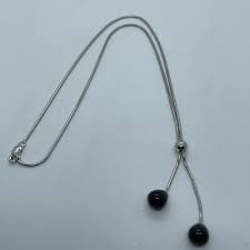 SJM Sterling and Semiprecious Black Stone Necklace | eBay