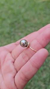 9.5MM Large Tahitian Pearl Ring. Genuine Tahitian Pearl ...