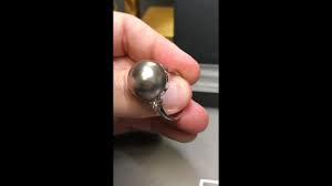 Estate Vintage 18K White Gold Large 16mm Tahitian Pearl ...