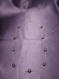 Black Pearl Station Necklace Sterling | eBay