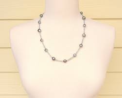 Tahitian Pearl Necklace, Blue Sapphire, Handmade Jewelry ...