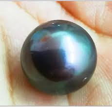 Huge 15-16mm natural south sea genuine Black redish round ...