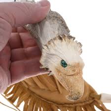 Hand Carved Eagle Knife Custom Antler Handle with Fringe ...