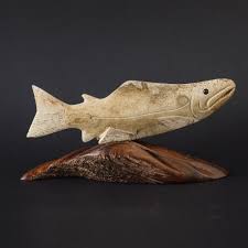 Salmon On Rosewood Base - Northwest American Native Arts & Inuit Artwork Gallery