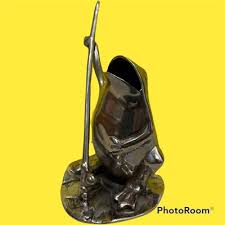 Vintage Cast Silver Metal Fishing Frog Lily Pad Made in ...