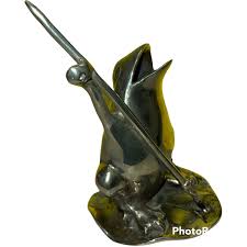 Vintage Cast Silver Metal Fishing Frog Lily Pad Made in ...