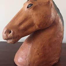 VNTG Handmade 10.25” Leather Wrapped Horse Head Bust Statue ...