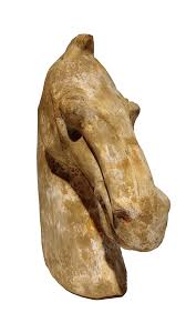 Han Dynasty molded Horse head with white and red decoration ...