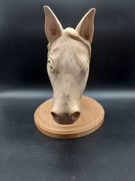 Hand Carved Wooden Horse Head Western Statue Sculpture Folk ...