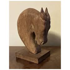American Art Deco Carved & Limed Wood Sculpture of a Horse ...