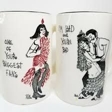 Pair Risque Humor Illustration Nellie Jazz Age Roaring 20s Style Coffee Mugs Vtg | eBay