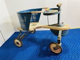 Vintage Oak Hill Kiddie Baby Walker Stroller 1950'S Original Blue Wood metal Art | eBay