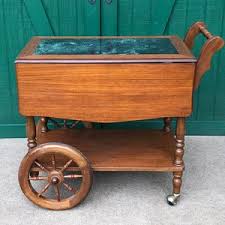 TEAK Wood/marble Inlay Tea Cart, Bar Cart, Victorian Tea Cart, Primitive Cart, Spoke Wheels, Vintage Tea Cart, Drop Leaves, - Etsy