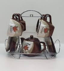 Miniature Mini Tea Pot Set Fall/Leaf 10Pc with Rack | eBay