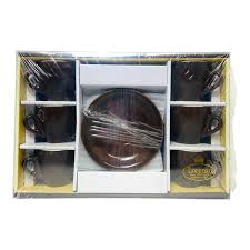 Set of 12 Espresso Cups & Saucers, Service For Six Brown Color – Made In Eatalia