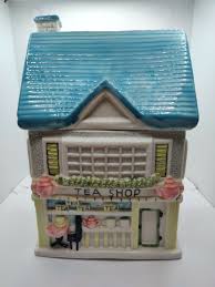 Vintage Decorative Ceramic TEA SHOP Cookie Jar Canister ...