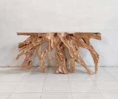 FREE SHIPPING-63"Console Table Carved Teak Root wood, One-of-a-kind functional