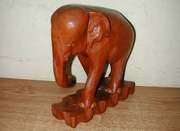 VINTAGE PRICE PRODUCTS LARGE HAND CARVED WOODEN ELEPHANT FIGURINE, BELLMAWR, NJ | eBay
