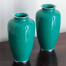 Japanese WIreless Cloisonné Vases — a Pair | Chairish