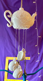 Ceramic Indoor Outdoor Teapot & Cups Windchime-white - Etsy Canada