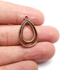 5 Drop Dangle Charms, Antique Copper Plated Charms (27x17mm ...