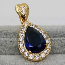 2Ct Pear Cut Lab-Created Blue Sapphire Pendant Free Chain ...