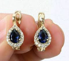 1.9 Ct Pear Cut Sapphire Diamond Simulated Halo Stud ...