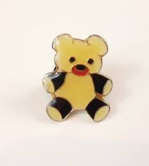 Black White Teddy Bear Pin Vintage from 80s Enamel Lapel Hat ...