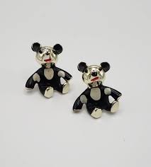 Vintage Silver Tone Bear Brooch: Black & White Figural Pin ...